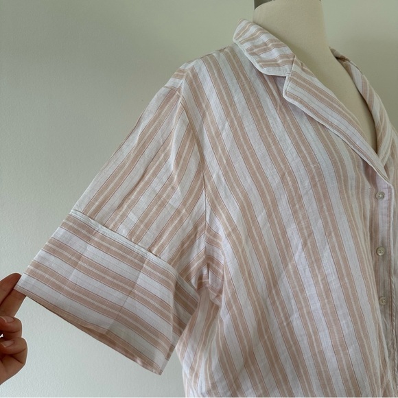 New NWOT Haven Well Within Linen+ Cotton Button Down Short Sleeve Striped Shirt - Picture 6 of 8